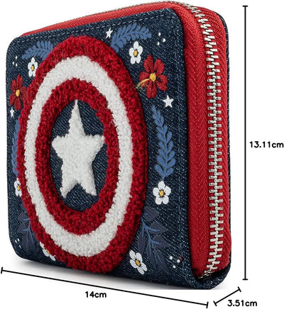 LOUNGEFLY Unisex Kinder Mvwa0157 x Marvel Captain America 80th Anniversary Floral Shield Zip-Around