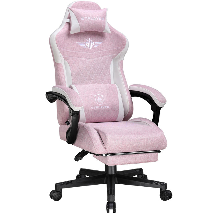 GTPLAYER Gaming Stuhl, Ergonomischer Gamer Stuhl aus Leinen mit Lendenwirbelstütze, PC-Stuhl mit ver