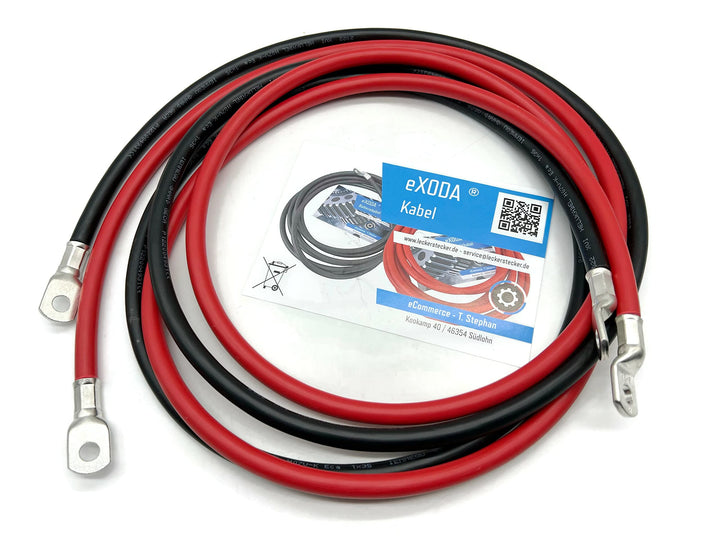 Exoda Batteriekabel Set 35 mm² 200 cm M8 flexible Kabelschuhe geeignet für Auto Boot Motorrad Lkw bi