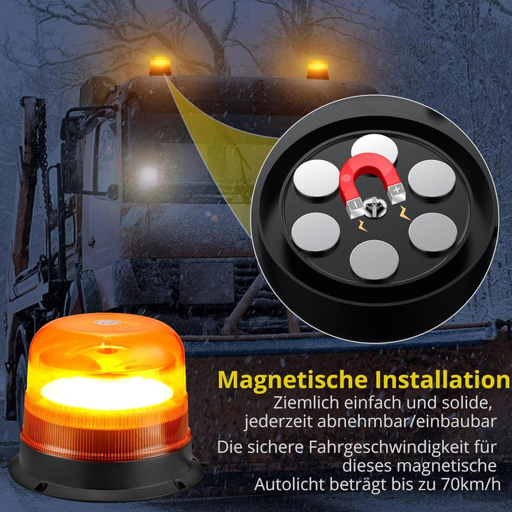 PROZOR 24LEDs Notfall Warnblinklicht mit E-Mak, 7 Blitzmodus 24W 12V/24V Rundumleuchte Wasserdicht W
