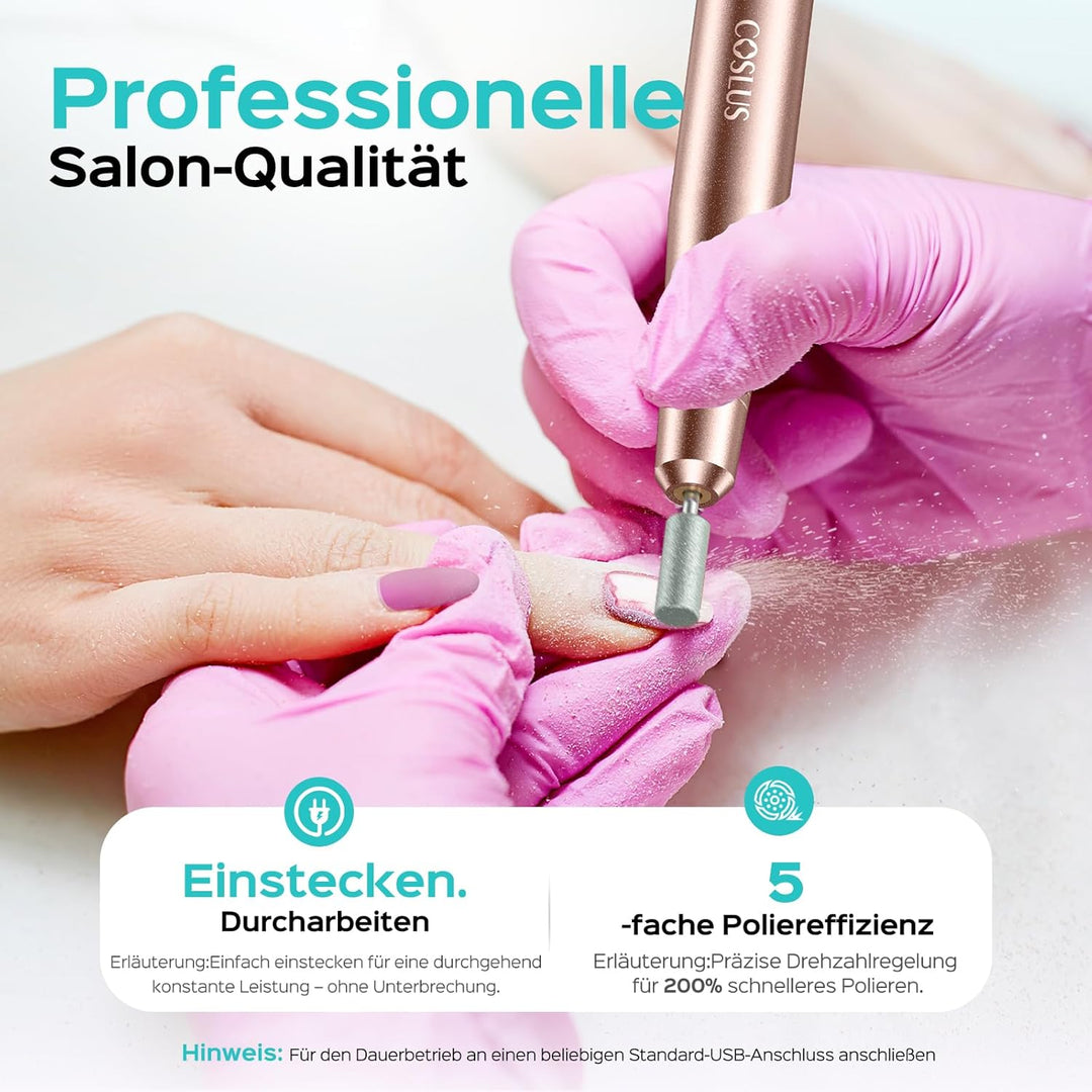 COSLUS Elektrische Nagelfräser für Gelnägel: 20000 u/Min Draht Einstellbare Geschwindigkeit and Dreh