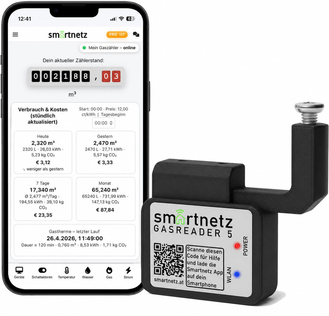 Smartnetz Smart Gas Reader BK4 / BK G4- WiFi mit TASMOTA vorinstalliert | WLAN | MQTT | BK4 Gaszähle