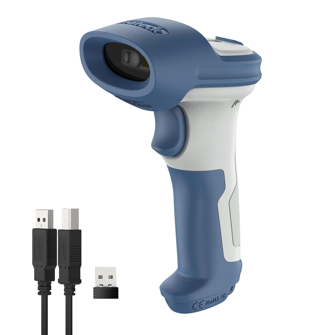 Inateck Wireless Barcode Scanner 2D, Bluetooth 5.0, 2.4Ghz Barcode Reader, QR Code Scanner, liest vo