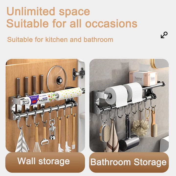 küchenhalterung für küchenhelfer, Hängende Topf Rack, Platzsparende Küchenutensilien Rack mit Haken,