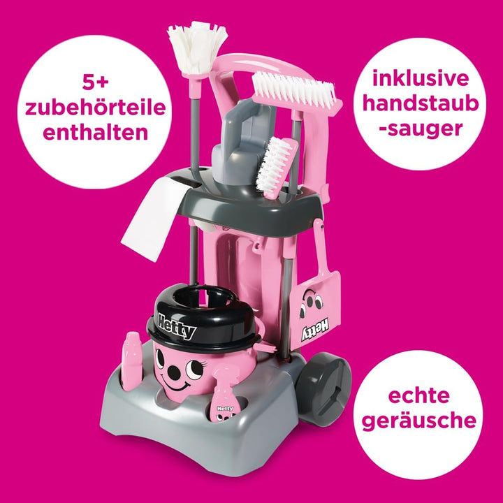 Casdon Henry & Hetty Spielzeug – Hetty Deluxe Putzwagen – Rosa Spielset im Hetty Design mit funktion