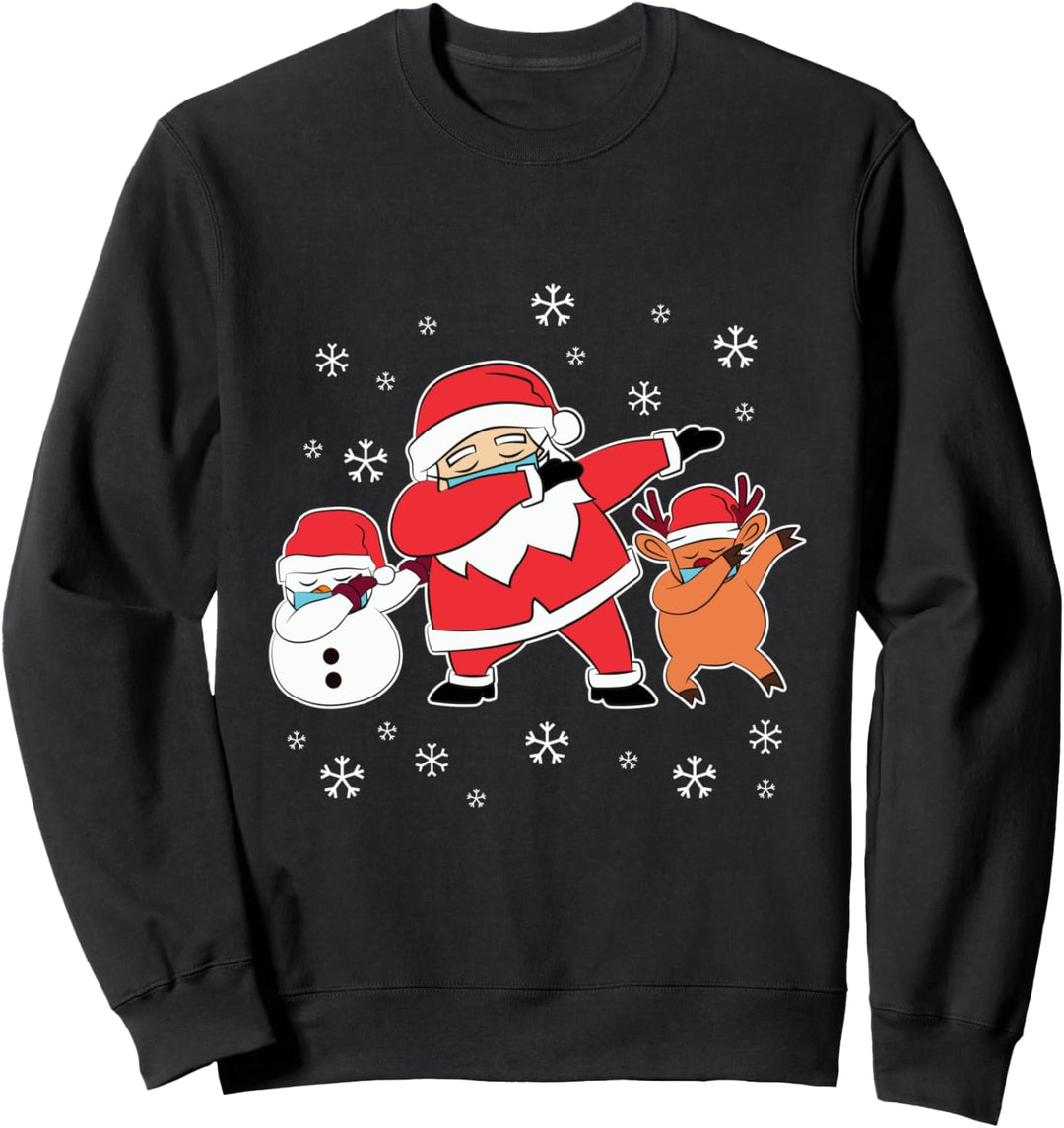 Weihnachtsmann Dabbing Rentier Maske Sweatshirt