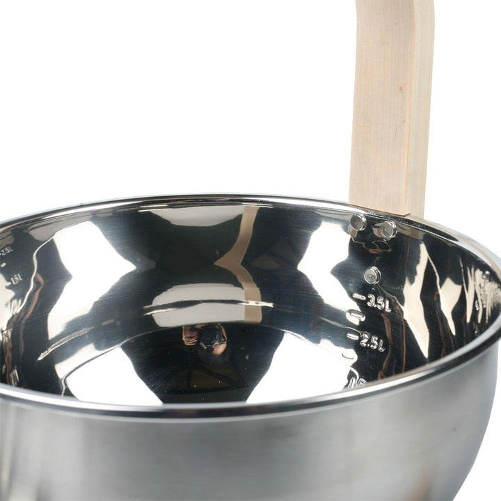 Sanfly Edelstahl-Sauna-Eimer Schöpfkelle, Langlebiger 4-Liter-Sauna-Eimer Holzgriff, Unverzichtbares