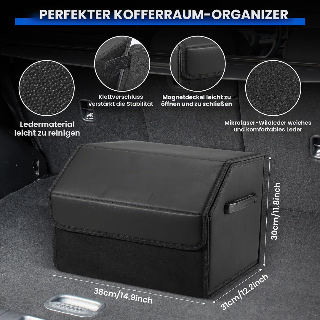 Auto Kofferraum Organizer, 38x31x30cm Auto Tasche Kofferraum mit Deckel, Zusammenklappbarer Kofferra