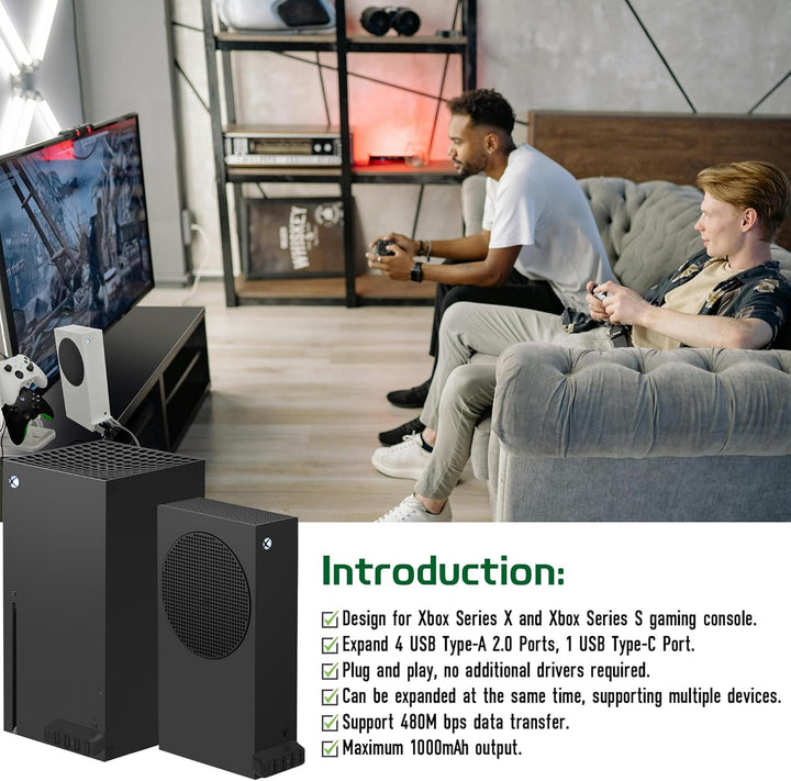 Joso USB-Hub mit 5 Anschlüssen für die Xbox-Serie, Hochgeschwindigkeits-USB-Anschluss ExpanderAdapte