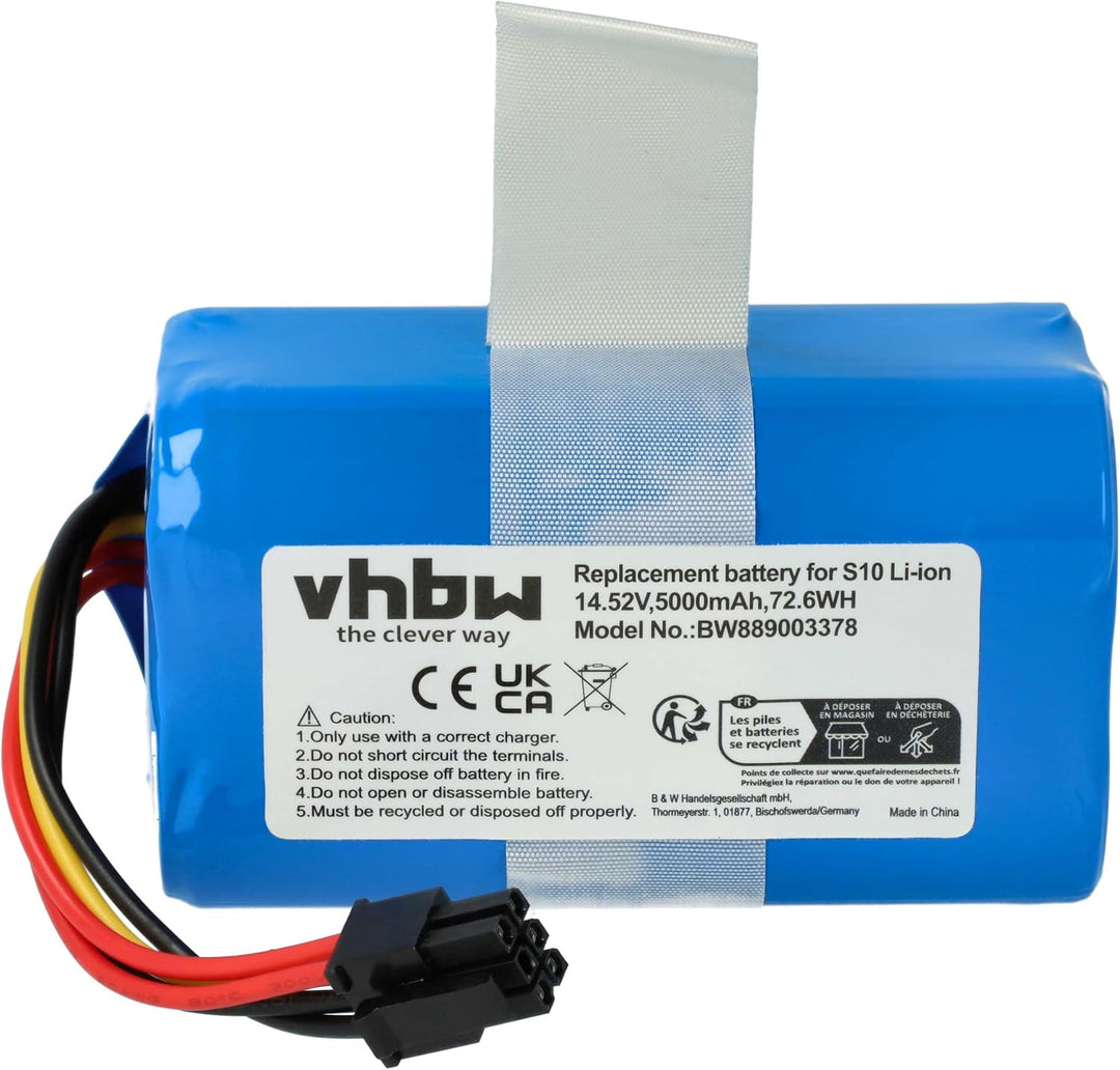 vhbw Akku kompatibel mit 360 S10 | QH100003, X100 Max, X100 Saugroboter (5000 mAh, 14,52 V, Li-Ion)
