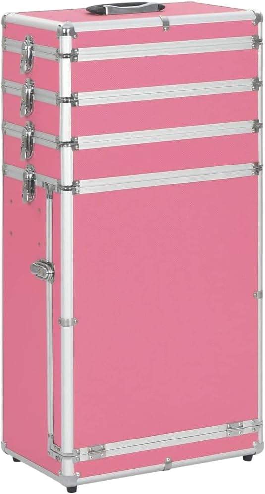 vidaXL Kosmetikkoffer Aluminium Rosa, Rosa