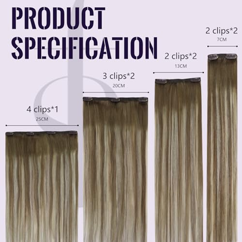 Fshine Invisible Clip in Extensions Echthaar 35cm Haarverlängerung Echthaar Extensions Clip in Balay