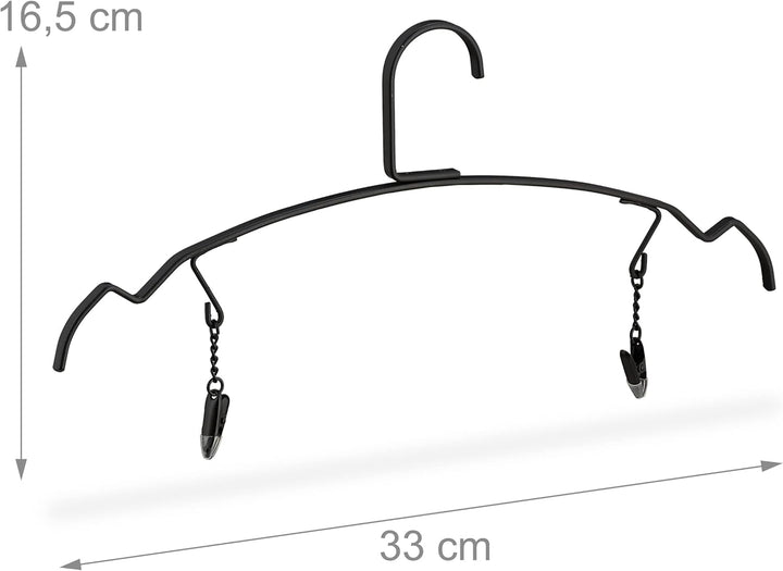 50 x Kleiderbügel, Dessous & Lingerie Bügel mit 2 Klammern, Unterwäschebügel Metall, 33 cm breit, Cl