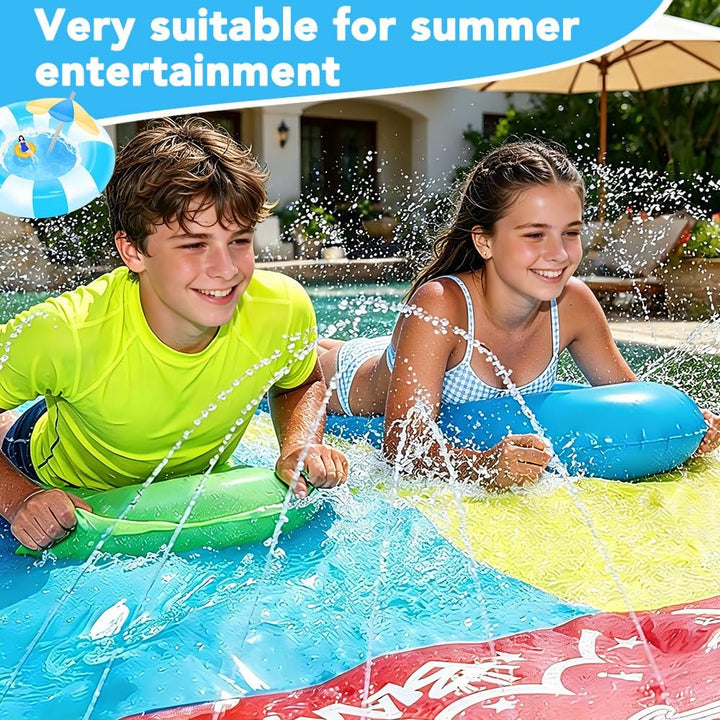 Foreverup 610CM Wasserrutsche Garten für Kinder,Wasserrutschmatte mit 2 Bodyboards, Aufblasbare Wass