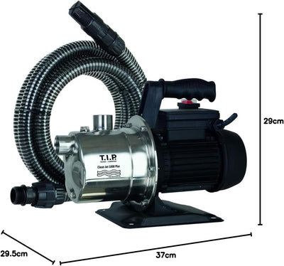 T.I.P. Gartenpumpe Edelstahl mit 4 m Ansauggarnitur (3.300 l/h Fördermenge, 46 m Förderhöhe, 4,6bar