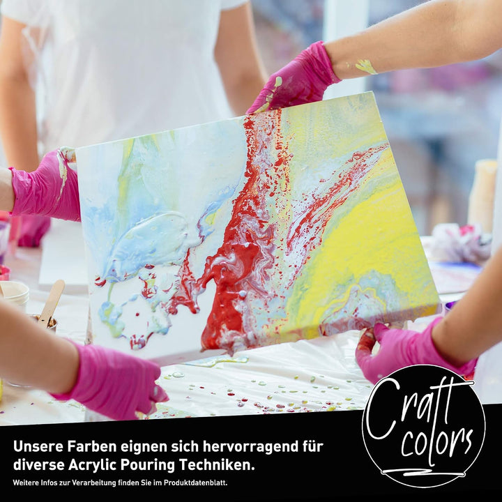 Craft colors® hochwertige Acrylfarben - Set 10 x 750ml (XL) deckende Malfarbe | Made in Germany | ge