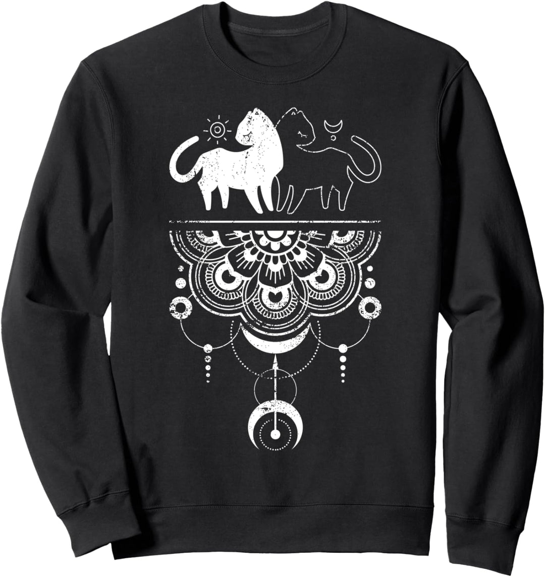 Katzenpaar, Mandala, geometrische mystische Figuren Sweatshirt