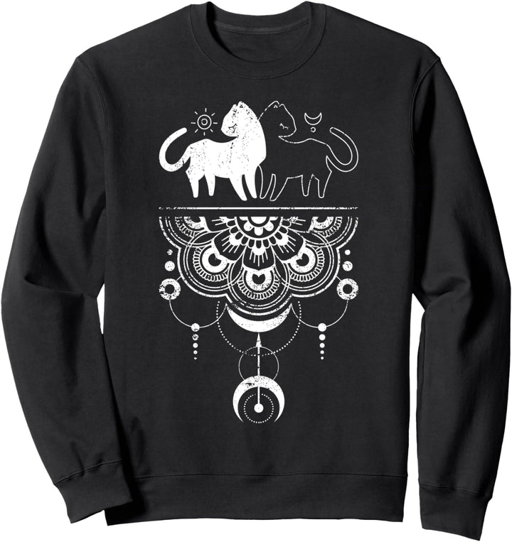 Katzenpaar, Mandala, geometrische mystische Figuren Sweatshirt