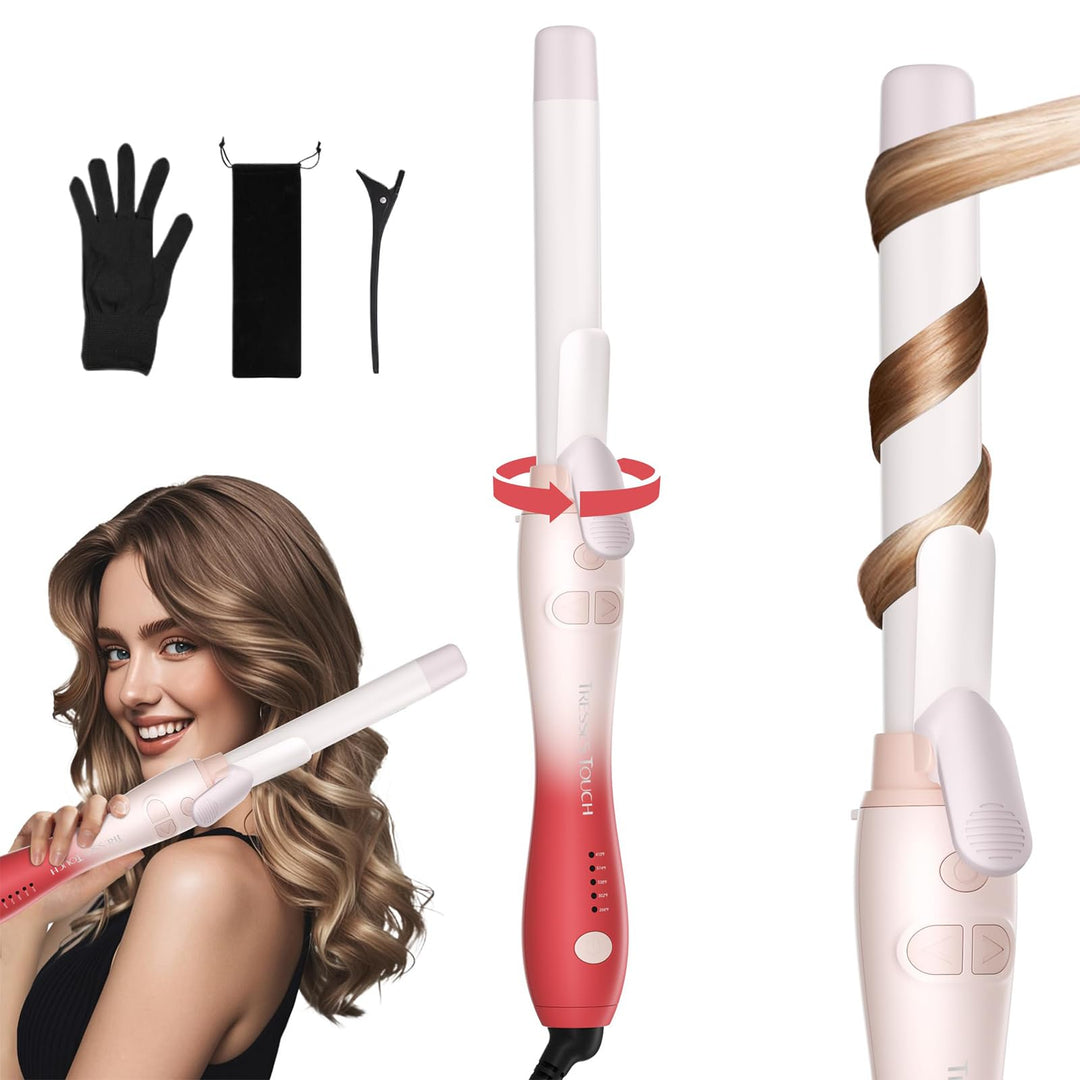 Lockenstab Automatisch Hair Curler with Klemme, Rotierend Curling Iron 1 Inch mit Tourmalin Keramik,