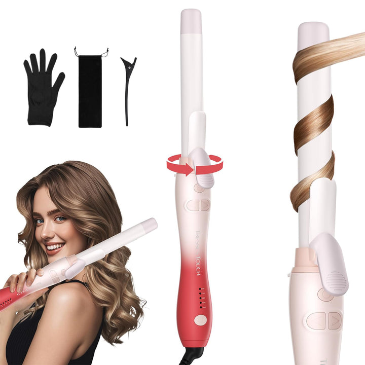 Lockenstab Automatisch Hair Curler with Klemme, Rotierend Curling Iron 1 Inch mit Tourmalin Keramik,