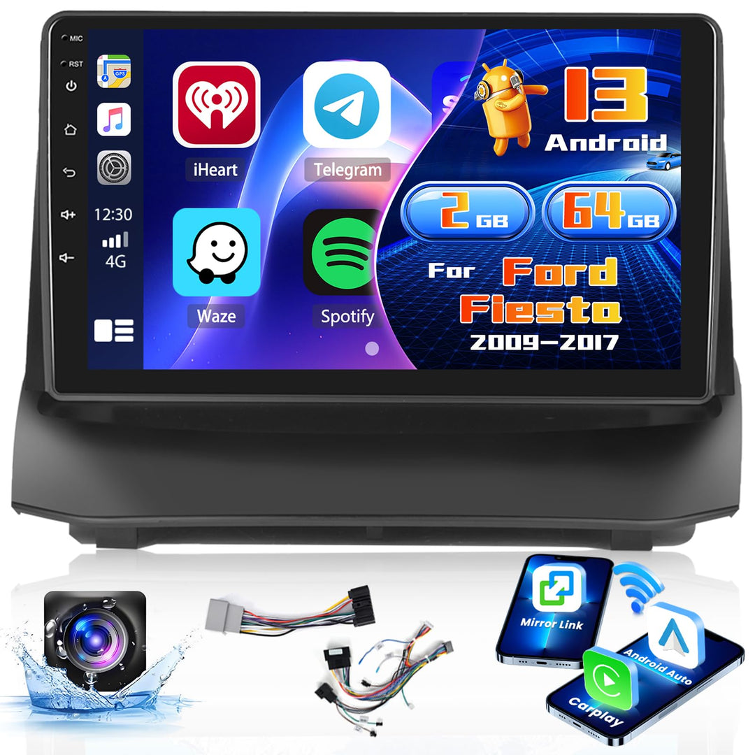 Radio für Ford Fiesta 2009-2017 Android 15 2+64G mit Wireless CarPlay Android Auto, 9 Zoll Bildschir