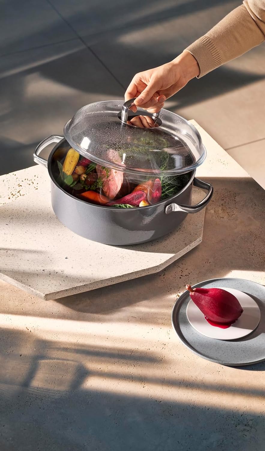 WMF Fusiontec Mineral Bräter mit Glasdeckel 28 cm Induktion, Schmortopf 5,9l, hoher Rand, High-Tech