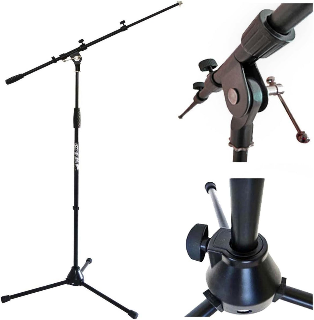keepdrum Mikrofonständer mit Galgen + Universal Mikrofonspinne für diverse Mikrofone