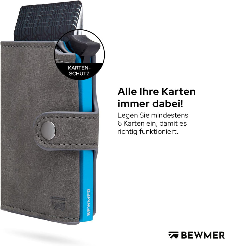 BEWMER 2 Shielded | Herren und Damen Slim Wallet mit RFID-Schutz Anti-Cloning | Kartenetui mit Münzf