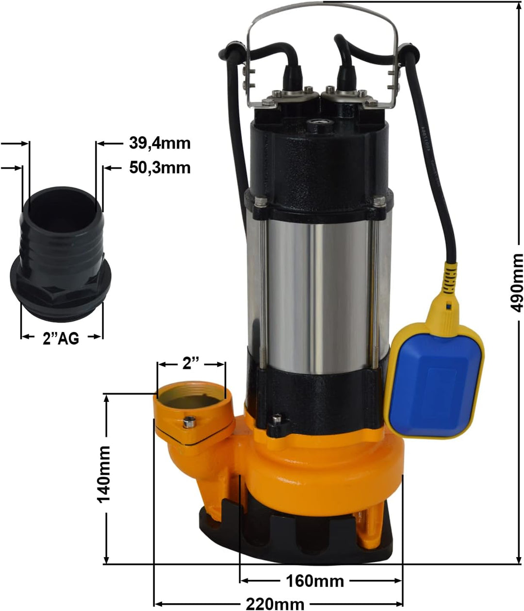 TAUCHPUMPE SCHMUTZWASSERPUMPE ABWASSERPUMPE BAUPUMPE DRAINAGEPUMPE FÄKALIENPUMPE SCHMUTZWASSERTAUCHP