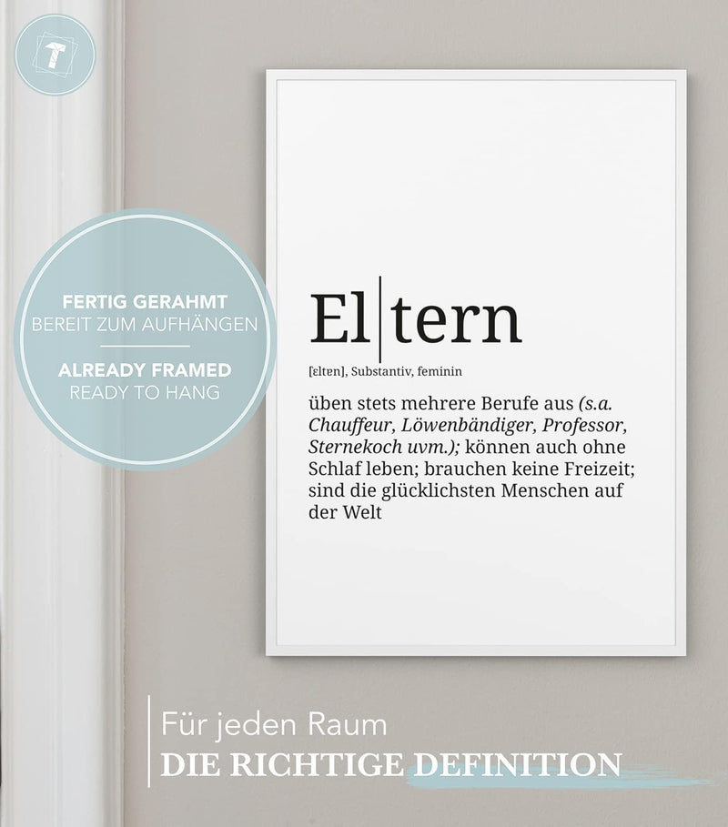 Papierschmiede® Definition: Eltern, DIN A3 fertig gerahmt (Rahmen: Material und Farbe wählbar), Wand