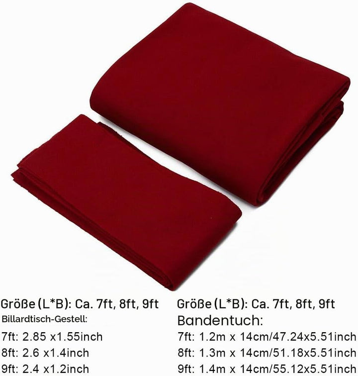 Billard-Tischtuch – gekämmte Wolle + Nylon-Billardtuch – Home Hotel 7/8/9 Fuss Teppich 6 Stück Strei