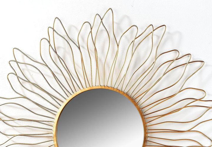 Kobolo Spiegel Wandspiegel Dekospiegel - Sun - lackiertes Metall - goldfarben - 80cm XXL