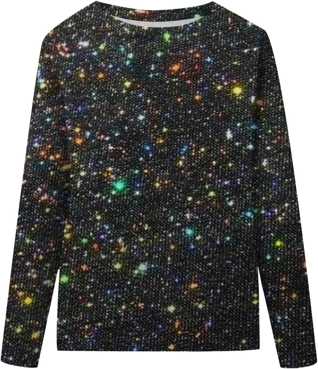 Damen Langarm Glitzer Shirt Sweatshirt-Damen Grosse Grössen Karneval Pailletten Top Frauen Tops Lang