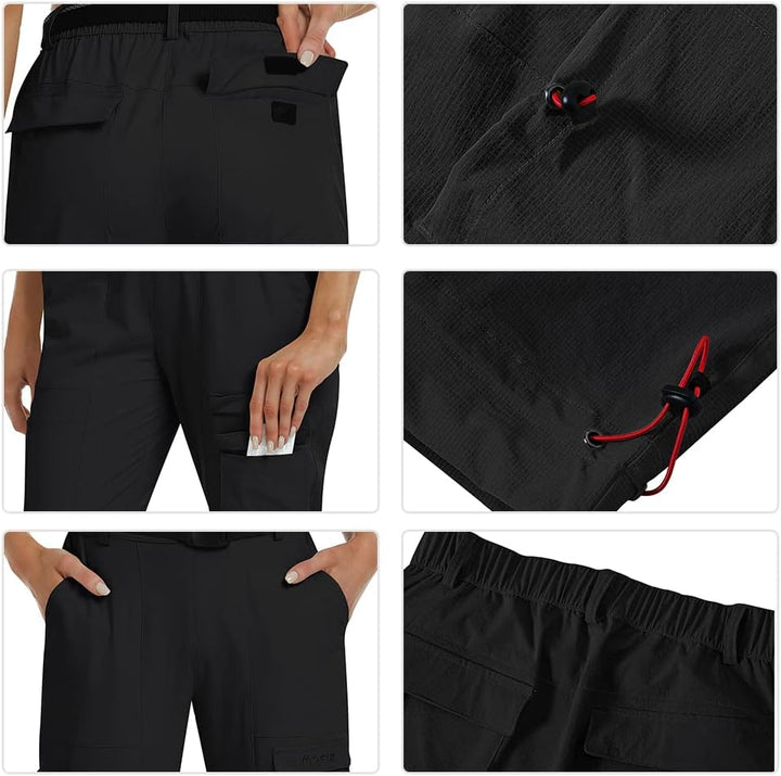 MoFiz Wanderhose Damen Leichte Cargohose Atmungsaktiv Trekkinghose Workout Wasserdicht Winddicht Cas