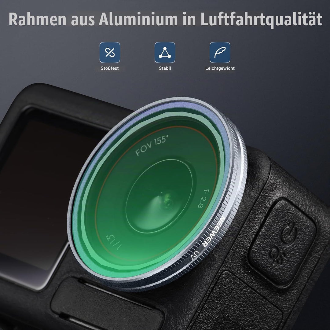 NEEWER UV Filter kompatibel mit DJI Osmo Action 5 Pro / 4/3, Snap On, mehrfach beschichteter HD Glas
