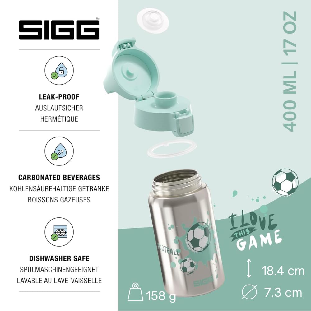 SIGG - Edelstahl Trinkflasche Kinder - Shield One - Für Kohlensäurehaltige Getränke Geeignet - Ausla