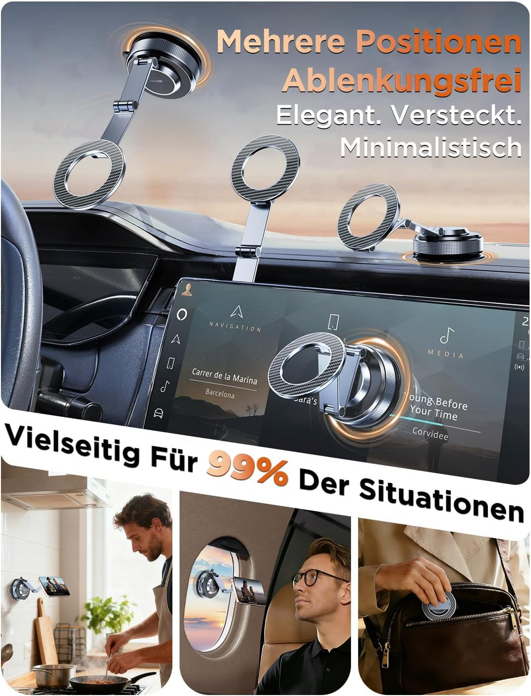Handyhalterung Auto–Vmag S3 2026 Magnetische Handyhalterung Auto mit Metall-Dual-Fold-Arm & Erweiter