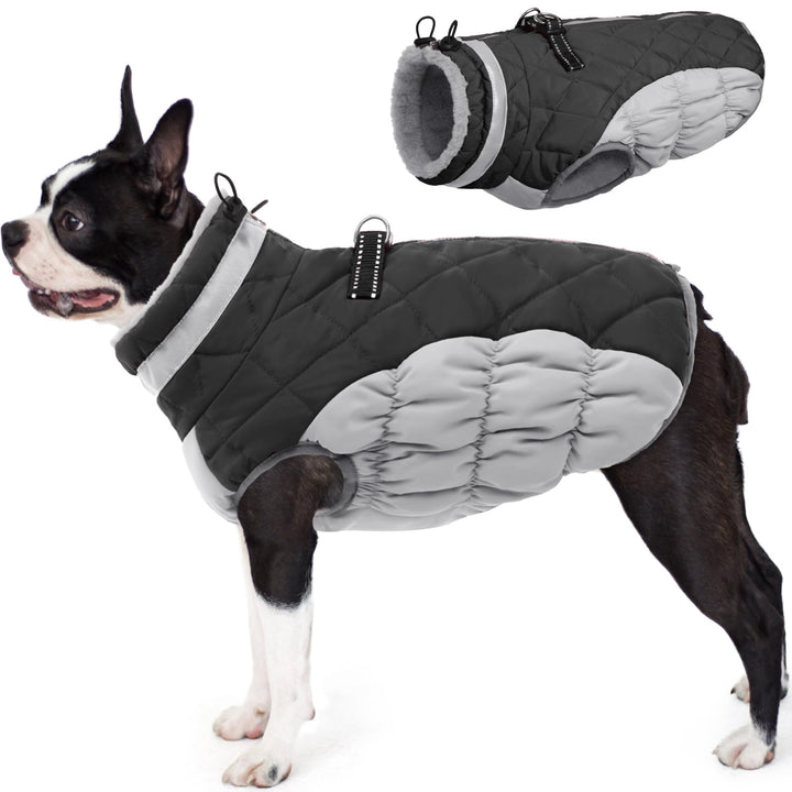 AOFITEE Hundejacke Kleine Hunde, Wasserdicht Hunde Wintermantel Warm Hundemantel mit Geschirr, Rollk