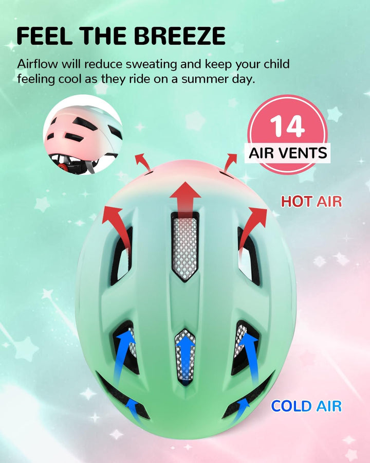 FUNWICT Kinder Fahrradhelm für Mädchen Jungen, Verstellbarer Kinderhelm Radhelm Skaterhelm Sporthelm