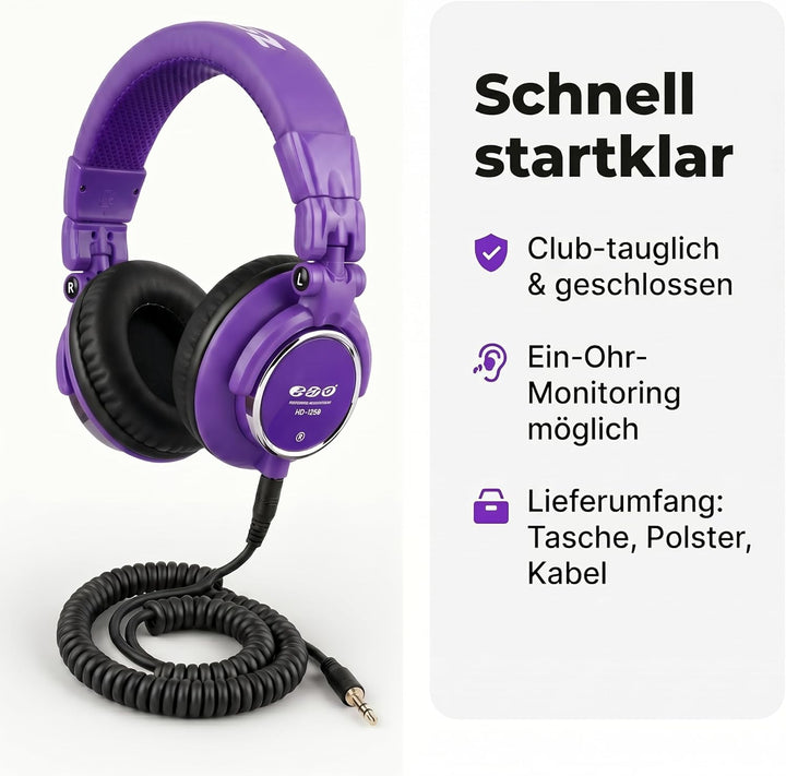 Zomo HD-1200 Professioneller Stereo-Kopfhörer (110dB, 3m) Toxic Purple
