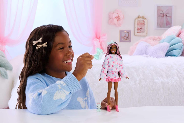 Barbie Cutie Reveal Puppe und Zubehör, Hase der Cuddly-Reihe mit 10 Überraschungen, inklusive Farbän