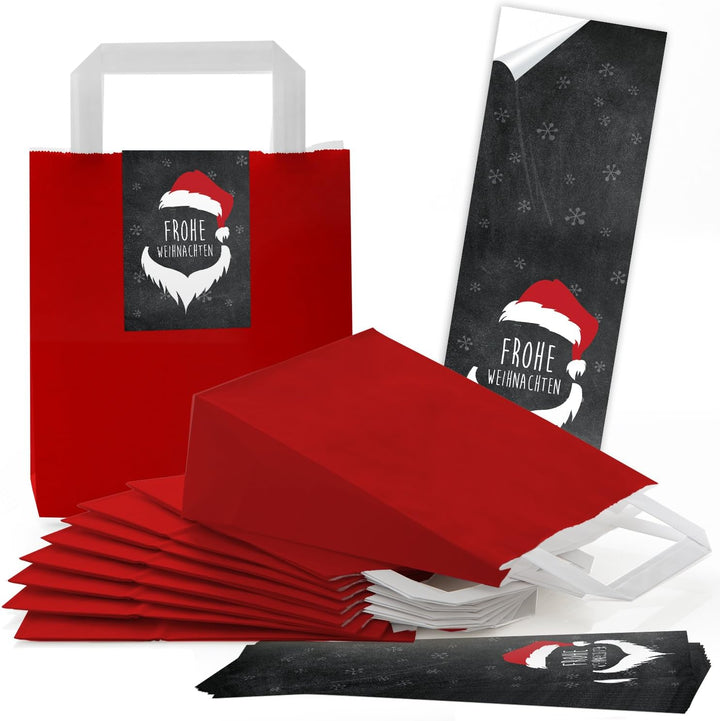 Logbuch-Verlag 10 kleine ROTE Frohe Weihnachten Geschenktüte Geschenkbeutel Papierbeutel mit Henkel