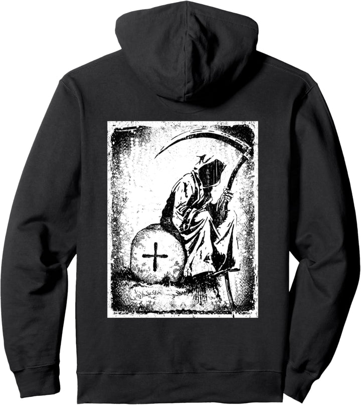 Tod des Sensenmannes Gothic Halloween Satanische Distressed Pullover Hoodie