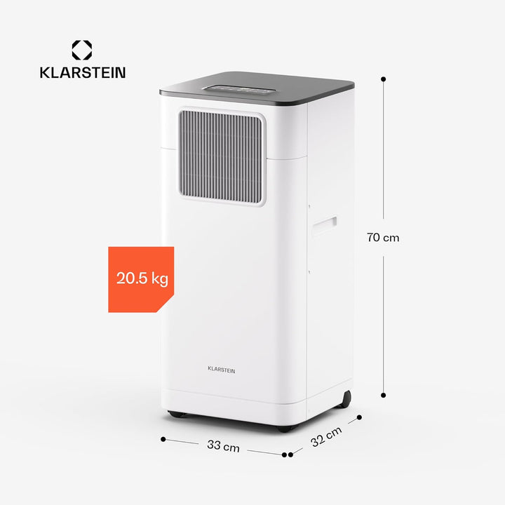 Klarstein Mobile Klimaanlage mit Abluftschlauch - 7000 BTU, 3-in-1, Leise & Energieeffizient, Smart