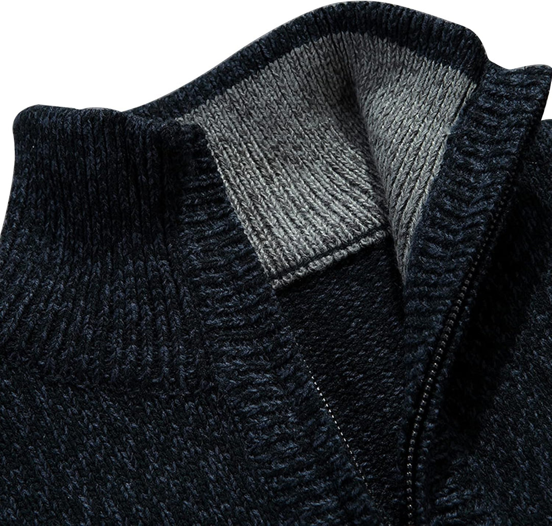 Herren Strickpullover Crewneck Zipper Winterpullover Pullover, Blau