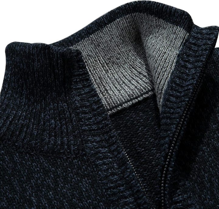 Herren Strickpullover Crewneck Zipper Winterpullover Pullover, Blau