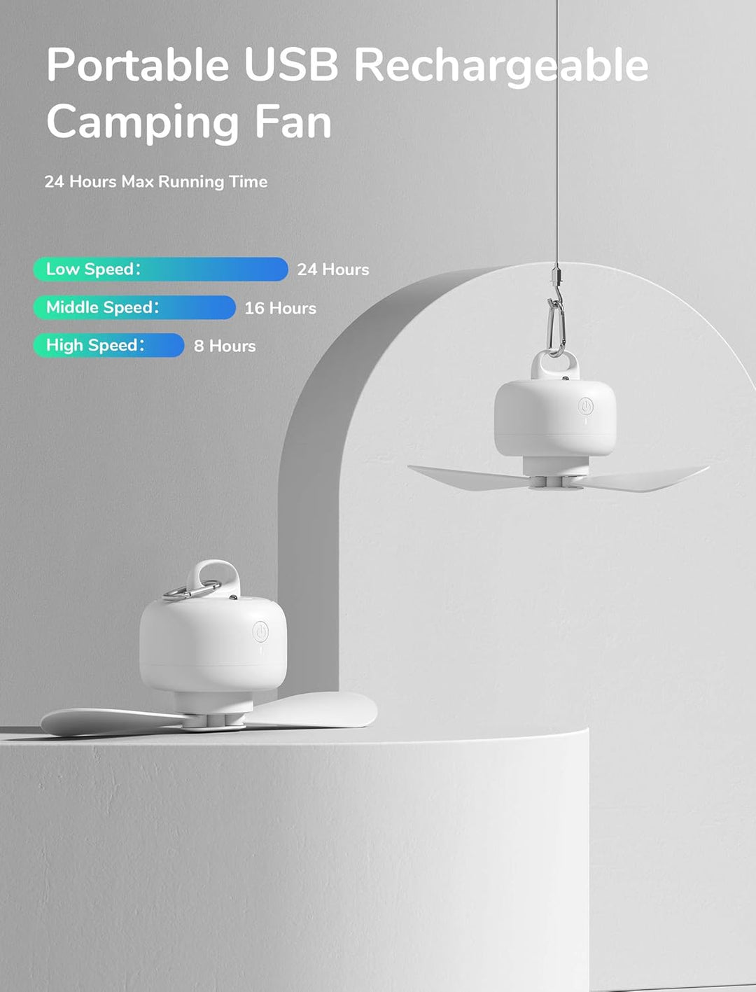 JISULIFE 8000mAh Camping Ventilator Batteriebetrieben, USB Wiederaufladbar mit Fernbedienung, Abnehm