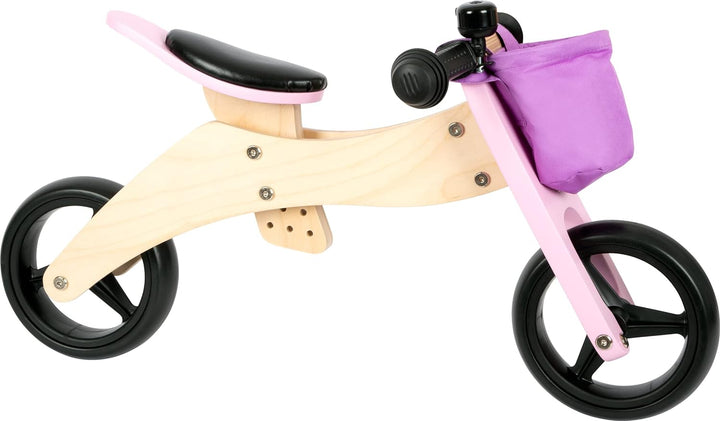 Small Foot Trike 2 in 1 Rosa aus Holz, DREI-und Laufrad, mit verstellbarem Sitz und gummierten Reife