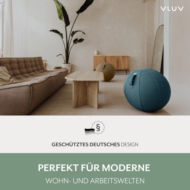 VLUV® BOL STOV Sitzball Büro Ergonomisch [Atmungsaktiv mit Tragegriff und Wegrollschutz] Waschbarer