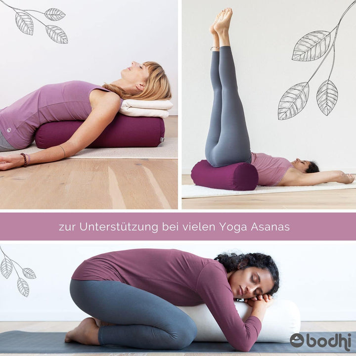 Bodhi Yoga Bolster | ECO Serie | Yogarolle mit Kapok-Füllung | Waschbarer Bezug aus 100% Bio-Baumwol